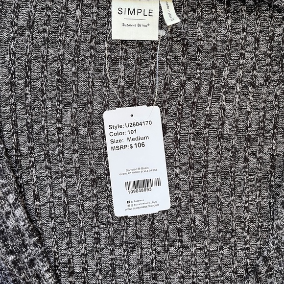 NWT grey wrap dress by Simple by Suzanne Betro, size medium. - Picture 3 of 3